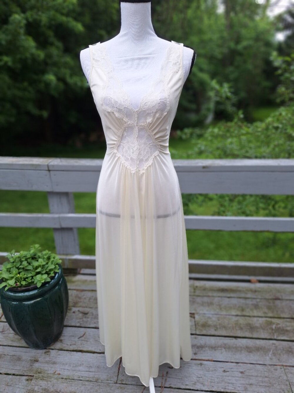 Vintage full-length nightgown by Adonna in creamy white. Small